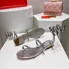 Sandálias douradas moda salto baixo sapatos de grife de luxo envolto em cobra Rene Caovilla combinação de tiras sexy 1,5 cm couro genuíno sola sandália