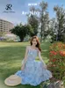 Платья для вечеринок Singreiny Women Floral Spaghetti Bess Elastic Stexed Sexy Hollow Louldless Summer Boho Sunress Sundress 230508