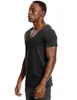 T-shirt da uomo Scoop Deep V Neck T Shirt per uomo Low Cut Vneck Wide Vee Top Tees Fashion Male Tshirt Invisible Undershirt Slim Fit Manica corta 230509