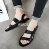 Baotou – sandales d'été en cuir véritable pour hommes, tongs de plage à la mode, chaussures à trous, décontractées, d'intérieur, 230508