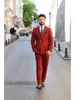 Мужские костюмы Blazers Red Полный мужской костюм Slim Fit Мужской пиджак в брюках Blazer Men Clothing Jackets устанавливает свадебные формальные платья костюма 230509