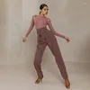 Stage Wear 2023 Latin Dance Hose für Damen Herren Kostüm Schwarz Grau Tangohose Moderne Chacha Kleidung