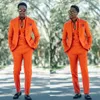 Mäns kostymer blazers orange modemens kostym set 2 stycken Slim fit wedding groom groomsman tuxedo stor storlek skräddarsydd sångare partyjacketpants 230509
