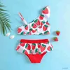 Dos piezas para niños niños pequeños para bebés primavera de verano estampado de fresa estampado algodón sin mangas trajes de baño de baño para niños bikinis para niñas para niños bikinis