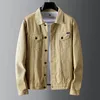 Herrjackor vårhösten denimjacka män kläder vit khaki korea cowboy enkla toppar mäns fritid bomber jacka casual smal jeans rock 230509