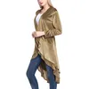 Vestes Femme Veste En Cuir Bleu Femme Manteau Asymétrique À Volants Long Blazers Casual Gris Couleur Jean