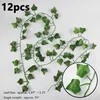 装飾的なオブジェクトの置物12pcs人工植物バルコニーの装飾liana led led led leaf garland silk rattan vine room decor home riving exterior Terrace 230508