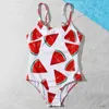 Two-Pieces Girls' Summer Swimwear Cute Crisscross Small Watermelon Printing One Piece Swimsuit Swimming Bathing Suit Monokini