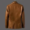 Men's Jackets Smart Suit Leather Jacket Men Spring Autumn Korean Baseball Uniform Motorcycle Clothing Casual Leather Blazer Coats 230509