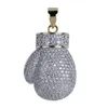 Pendentif Colliers Hip Hop 3A CZ Pierre Pavé Bling Glacé Gant De Boxe Pendentifs Pour Hommes Rappeur Bijoux Drop Cadeau