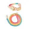 Sets Hot Sale Pet Dog MultiFunction HandWoven Gradient Collar Necklace Outdoor Rope Dog Leash Round Cotton Dogs Lead Pet Products