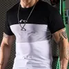 男性S TシャツTシャツPria Jalanan Musim Panas Atasan Lengan Pendek Motif Garis 3D TシャツモードSehari Hari Ukuran Besar Pakaian 230509