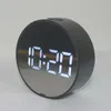 Clocks Accessories Other & Digital Alarm Clock LED Circular Surface Mirror Electronic Table Large Screen Snooze Desktop For Home Decoration