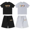 Designer Mode Kleidung T-Shirt T-Shirts Trapstar Orange Grau Handtuch Stickerei Modische Sommer Herren Damen Lose Kurzarm Shorts Set Luxus Lässige Streetwear