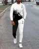 Мужские спортивные костюмы с длинным рукавом футболка 2 кусок 3D Printed Retro Black и White Lion King Style Негабаритный 230509