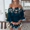 Robes de soirée femmes imprimé fleuri Mini été Sexy hors épaule manches évasées tunique femme décontracté Boho plage Vestidos 230508