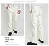 Calça masculina Couro casual de couro masculino de cintura alta à prova d'água e resistente a manchas Branco de camuflagem branca