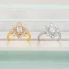 Cluster Rings Eyika Elegant Full Cubic Zirconia Crystal For Women Gold Silver Color Flower Ring Fashion Engagement Wedding Party Jewelry