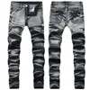 Мужские джинсы Мужчина 2023 Модные повседневные джинсовые штаны Байкерская дыра хип-хоп эластик 88-4