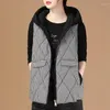Frauen Westen Weste 2023 Herbst Winter Retro Baumwolle Weste Jacken verdickt Mode mit Kapuze Plaid kurze Jacke Mantel weiblich