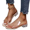 Sandals Women Sandals Summer Fashion Luxury Beach Ladies Clear Sandal Comfortable High Heels Woman Transparent Medium Heel Shoes 230509