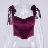 Réservoirs pour femmes Femmes Bustier Corset Tops Fashion Velvet Tube Top avec bretelles à lacets