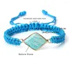 Link Bracelets Agates Hangdoek Bracelet Gepersonaliseerde vrouwen Men Blue String Verstelbare Braided Bangles Handgemaakte charme Yoga -sieraden Souvenir