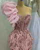 Aso Ebi 2023 arabe rose sirène Robe de bal cristaux paillettes dentelle soirée formelle fête deuxième réception anniversaire robes de fiançailles robes Robe de soirée SH029