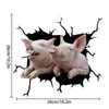 Wall Stickers Cute Pig Crack 3D Window Three-dimensional Car Glass Clings Decorations Murals Sticker Decor Decals