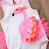 Barns badkläder sommar flamingo bikinis nyfödda flickor baddräkt en bit nya söta flickor strandkläder bikinis barn baddräkt ärmlös bikini set p230509