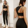 Aktiva byxor Kvinnor Sömlös Yoga Set Female 2st Two Piece Crop Top Bh Leggings Sport Suit Träning Outfit Wear Tracksuit Gym Run kläder