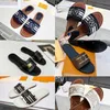 Lock It Flat Mule Vrouwen Slippers Designer Sandalen Stof Letters Drukken Rubber Slides Flats Hiel Slide met doos