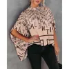 Detaliczny projektant damski T koszule 2023 Casual Fashion Printed Split Bat Tleeve Tops Panie luźne bluzki plus size 3xl