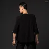 Stage Wear 2023 Men Latin Dance Shirt Adult Black Mesh Cardigan Top Ballroom Oefen Kleding Performance DQS1853