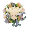 装飾的な花17.7インチの正面玄関ハンガーウェルカムサインリース愛らしいハイランドカウ素朴な春秋の飾り愛好家ギフト