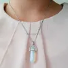 Pendant Necklaces KISS WIFE Hot sale Hexagonal Column Quartz Pendants Vintage Natural Stone Bullet Crystal Necklace For Women Jewelry Y23