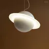 Pendant Lamps Nordic Designer Minimalist Art Jupiter Ring LED Lights Home Ceiling Lamp Children's Room Decorative Bedroom