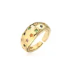 Anneaux de bande NEWBUY 2023 mode couleur or cuivre anneau ouvert coloré AAA CZ mignon étoile géométrique anneau pour les femmes fête bijoux accessoires Z0509