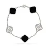 VAN designer diamant noir serti trèfle bracelet or 18 carats onyx coquille nacre bracelet femmes et filles mariage fête des mères bijoux cadeau femme