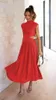23 년의 유럽과 미국 대외 무역 스위트 패션 스트리트 스타일 여름 스탠드 업 칼라 마카롱 컬러 공개 허리 긴 드레스
