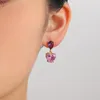 Stud Earrings Light Luxury Simple Pink Love For Women Fashion Sweet Heart Crystal Jewelry Girl Party Gifts