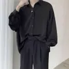 Koszulki mężczyzn Kemeja Lengan Panjang Hitam Blus Nyaman Korea Pria Kancing Sebaris Longgar Kasual Dengan Dasi 230509