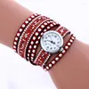 Armbanduhren 100pcs/lot 916917 keine Firmenzeichen-volle Kristallverpackung um lederne Uhr-Art- und Weiselange Bügel-Eleganz-Dame Wristwatch Quartz Casual