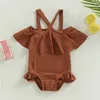 Two-Pieces Toddler Baby Girls Bodysuit Swimsuit Cute Off Shoulder Sleeveless Ruffle Bathing Suit Infant Girl Summer Beach Swimwear