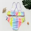 Two-Pieces Children Swimwear Rainbow Girls Swimwear Baby Kids Biquini Infantil Swimsuit Bikini Girl New Summer Bathing Suit