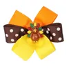 Haaraccessoires CN 6 PCS/LOTS 3.5 Thanksgiving Bows For Girls Kids Stack Dot Turkije Clips Haarspels Festival Accessoriess Drop Deliv DH6QE