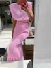 2ピースドレス春の夏の女性ソリッドエレガントなマキシスカートセット服装タンククロップトップ2マッチング230509