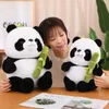 1pc morbido panda peluche farcito animali kawaii con bambù panda orso bambino placare bambola regalo di compleanno di alta qualità per bambini ragazzo