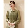 Casual Dresses Double-layer Foggy Green Mulberry Silk Long Sleeved Dress French Design Sense Niche 2023 Autumn Luxury Medium Length