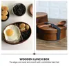 Dijksets Reiscontainer draagbare lunchbox picknickcontainers Japanse bento houten sushi